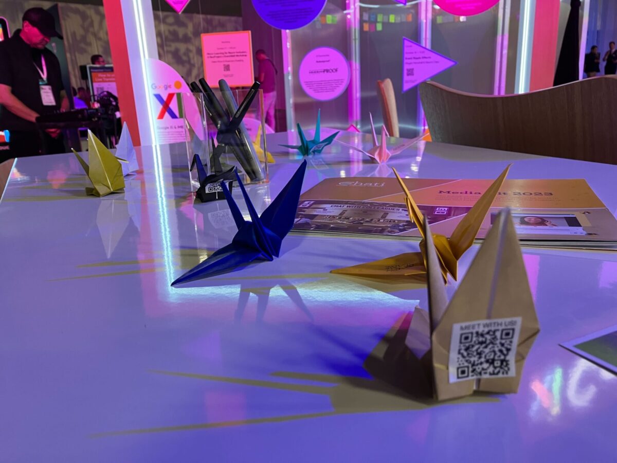 Included QR codes on origami cranes